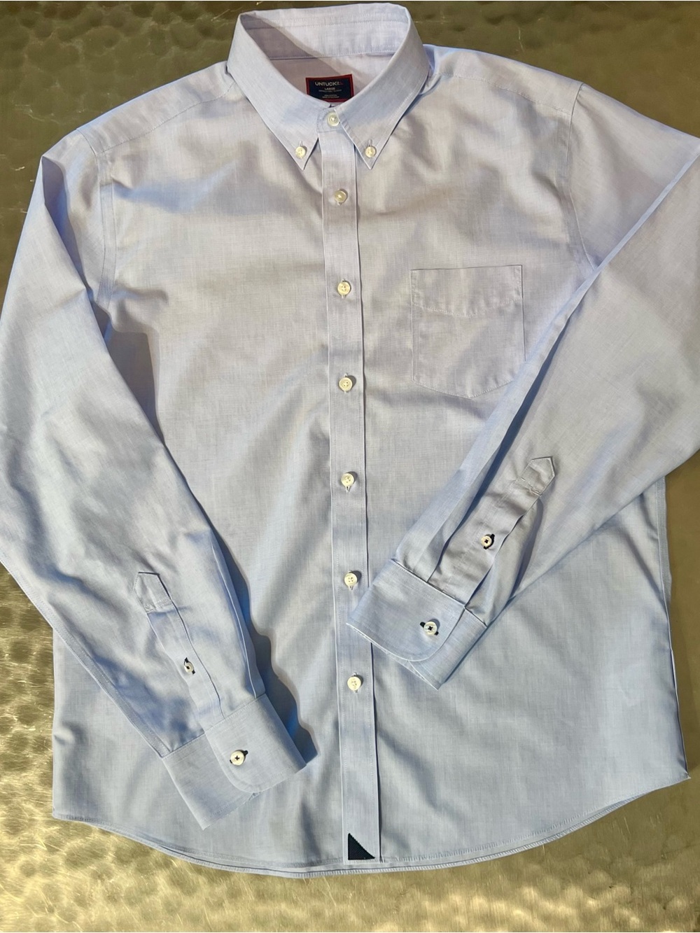 Mens INTUCKit Light Blue Button-Down Dress Shirt - Classic Oxford Medium